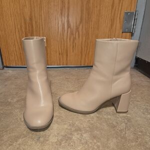 a new day Tan Block Heel Ankle Boots